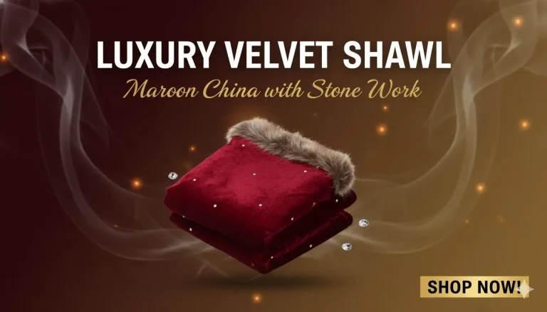 Maroon China Velvet Shawl
