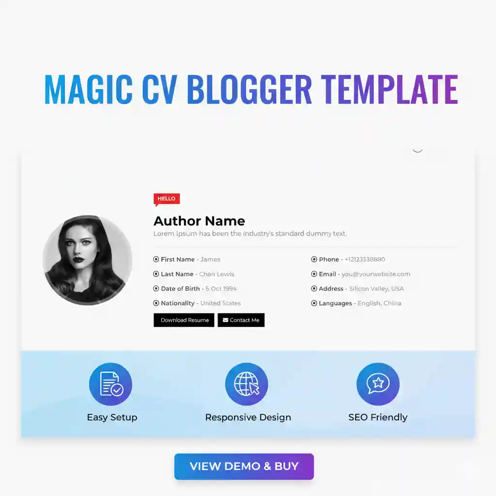 Magic CV Blogger Template 1 Magic CV Blogger Template