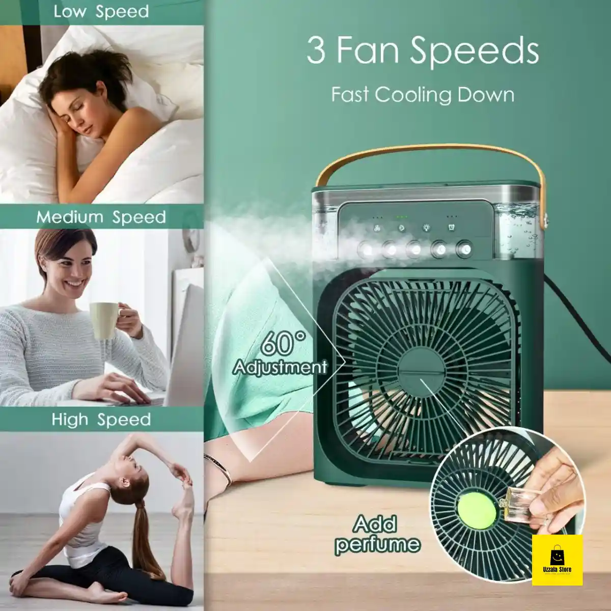 Air Cooling USB Fan with LED Night Light Water Fan 2 Air Cooling USB Fan with LED Night Light Water Fan