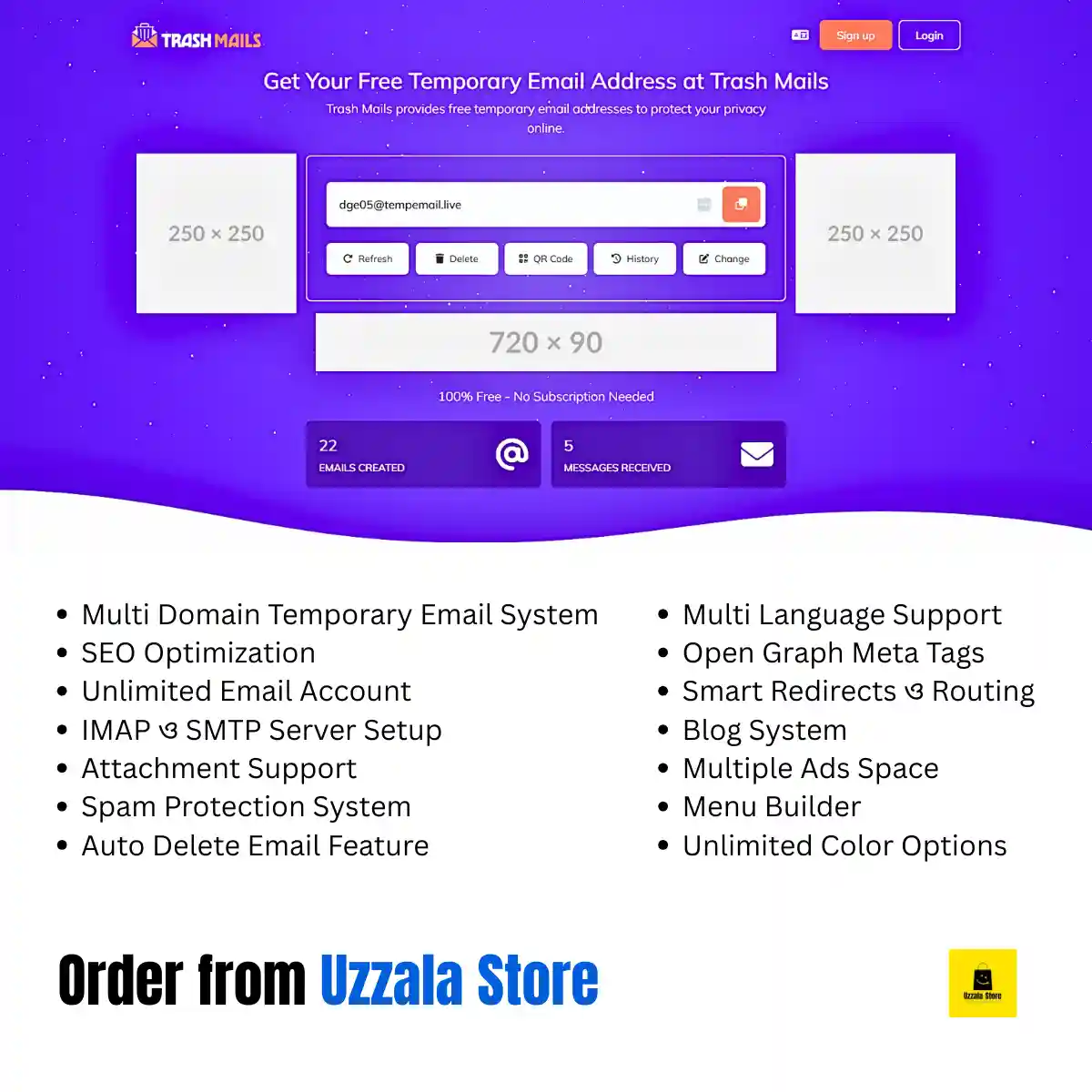 Trash Mails - Temporary Email Address System PHP Script 1 Trash Mails - Temporary Email Address System PHP Script