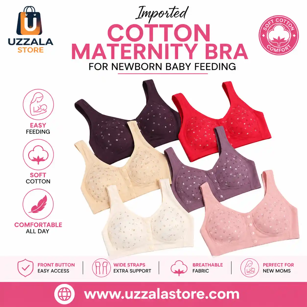 Imported Cotton Maternity Bra for Newborn Baby Feeding 1 Imported Cotton Maternity Bra for Newborn Baby Feeding Uzzala Store