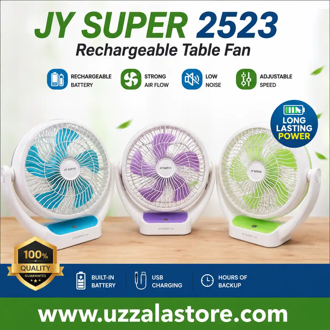 JY Super 2523 Rechargeable Table Fan 1 JY Super 2523 Rechargeable Table Fan uzzala store